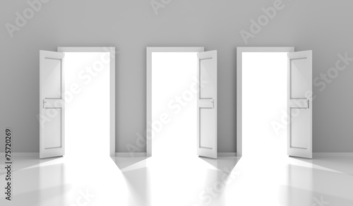 Three doors with copyspace, 3d render