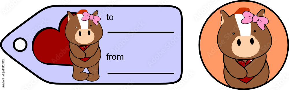 sweet girl horse cartoon valentine sticker sweet girl horse cartoon valentine sticker