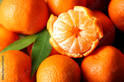 Fresh ripe mandarins background photo