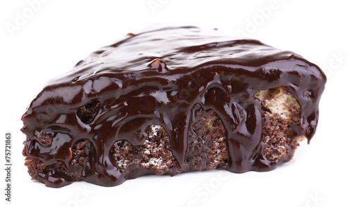 Chocolate cake isolated on white