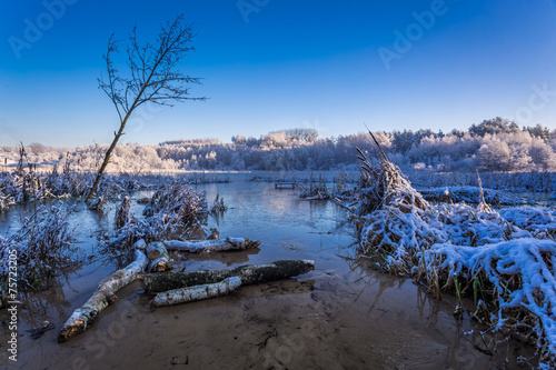 Sunrise over the winter lake