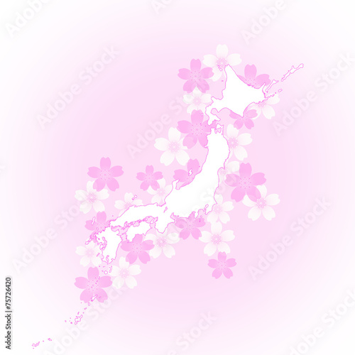 日本地図と桜