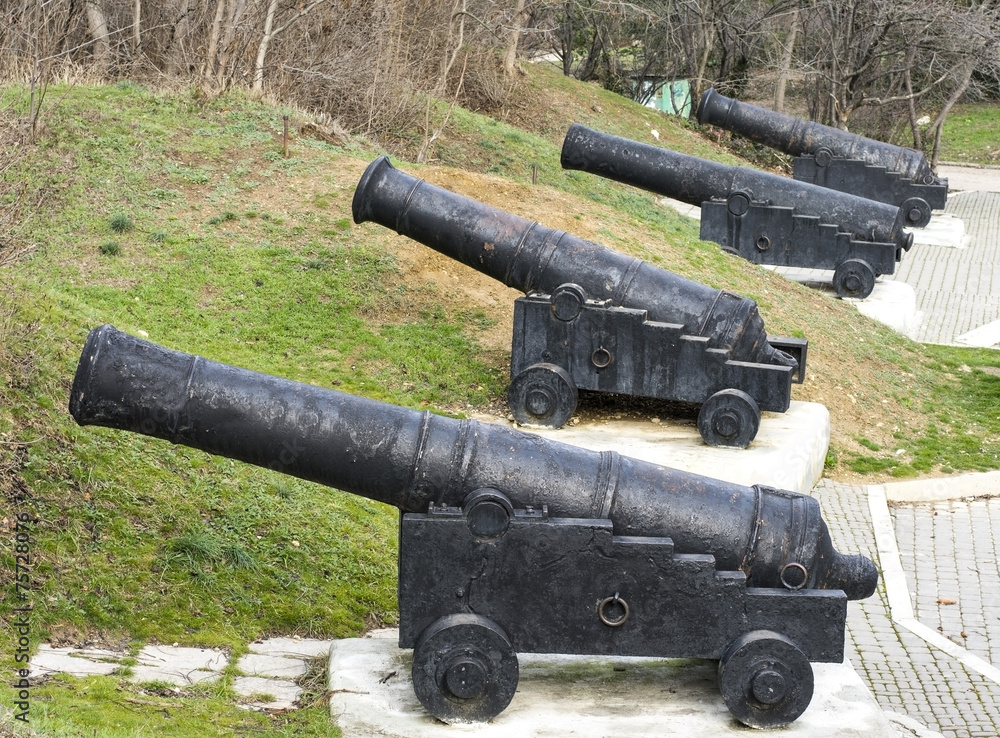 Old ship gun on a coastal position