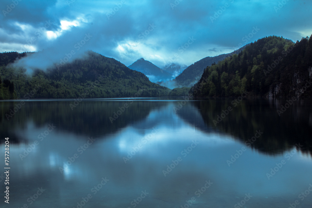 Alpine landscape with reflection in the lake, Germany