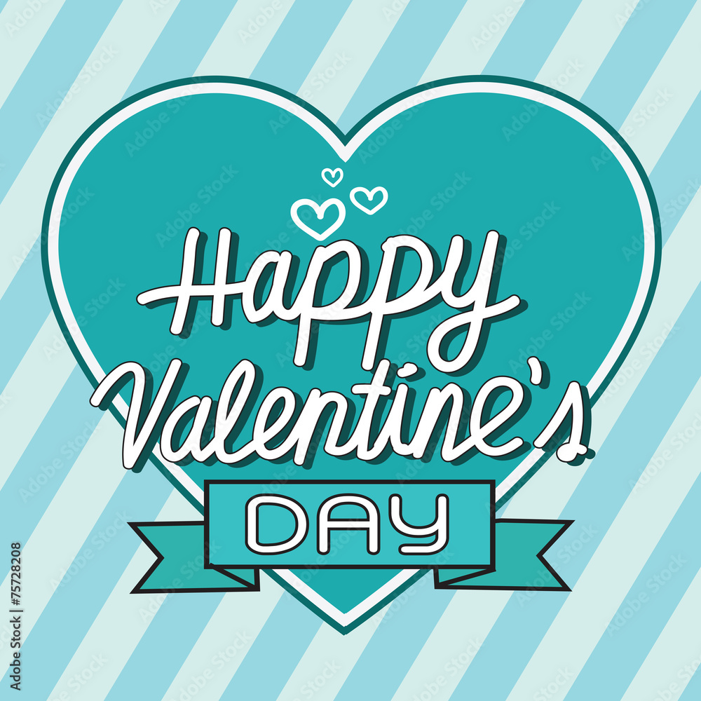 Happy Valentine's Day lettering Greeting Card with heart , vecto