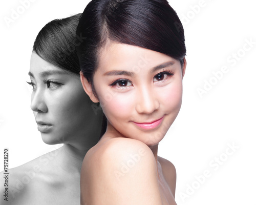 Skin Care woman after and before