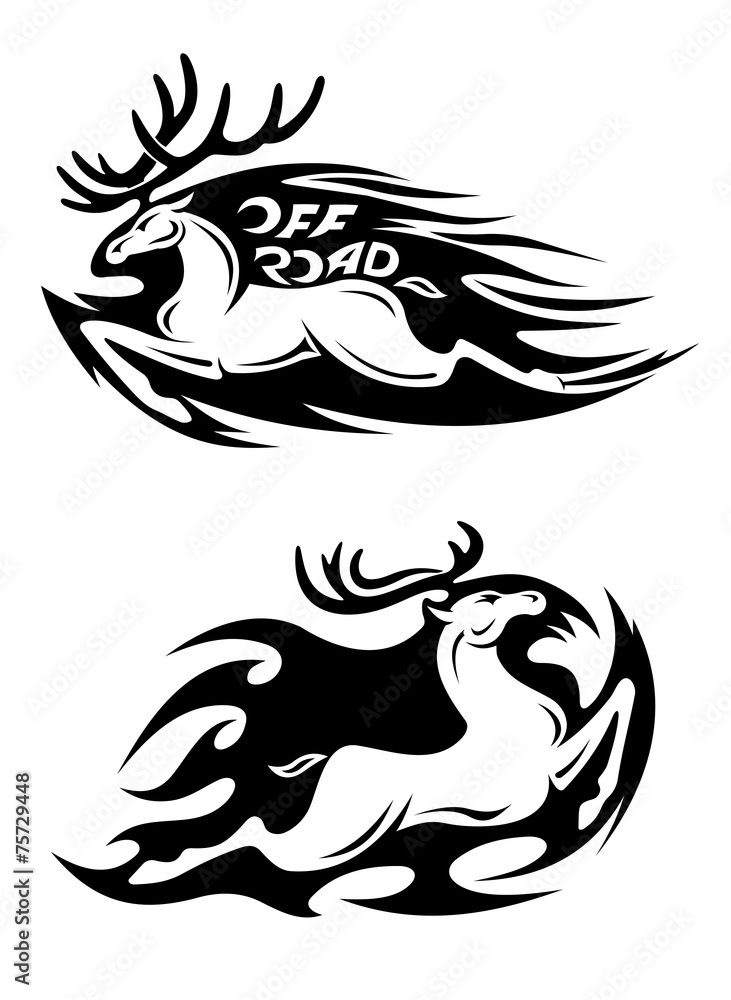 Leaping speeding deer Off Road vector icon