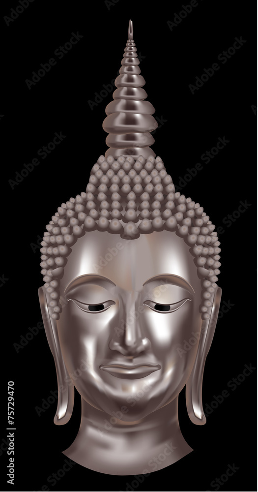 buddha head portrait on a dark background. vector 