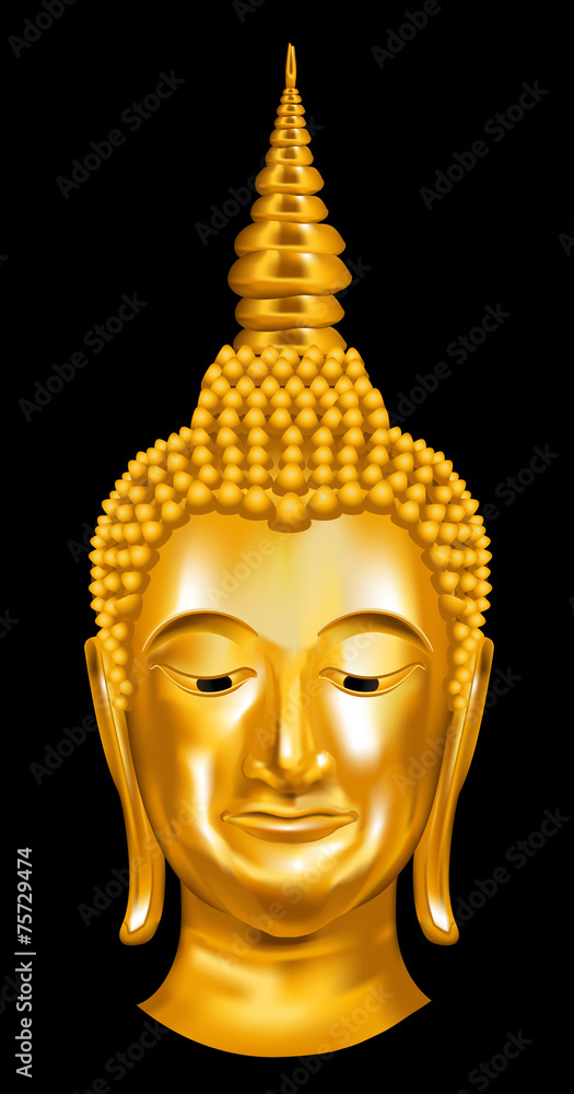 buddha head portrait on a dark background. vector 