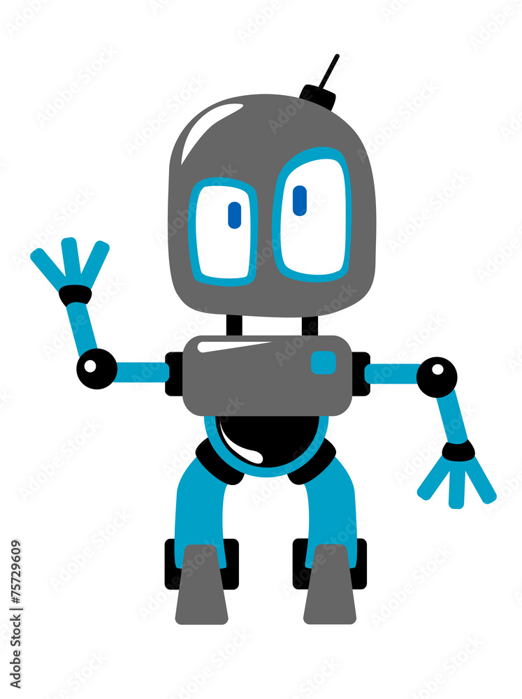 Funny cartoon robot or alien waving hand Funny cartoon robot or alien waving hand