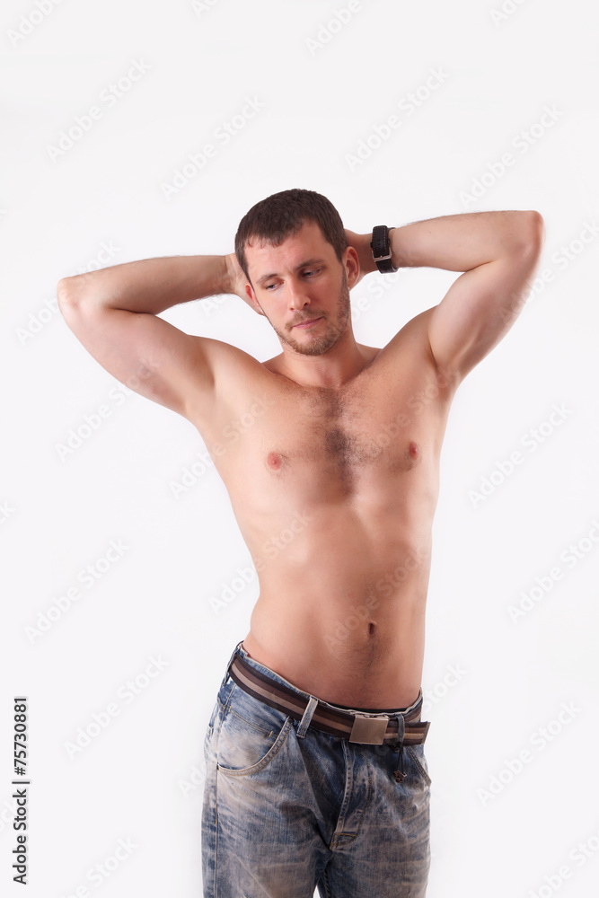 Fototapeta premium The man in the studio shirtless