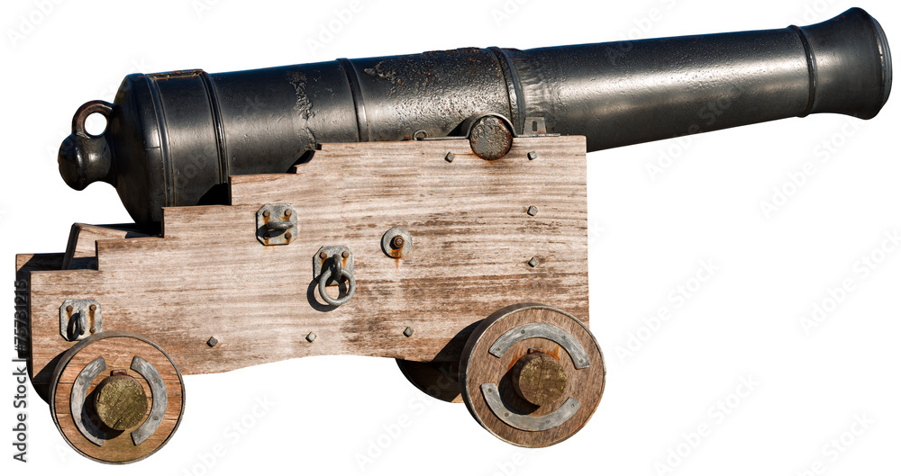 Old Cannon Isolated on White