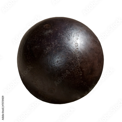 Iron sphere, rusty metal ball, isolated on white
