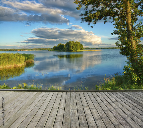 Empty jetty and small island