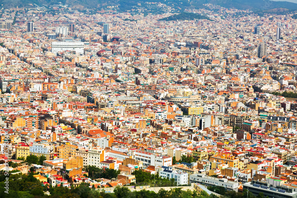 Obraz premium Aerial view of residential district in european city. Barcelona
