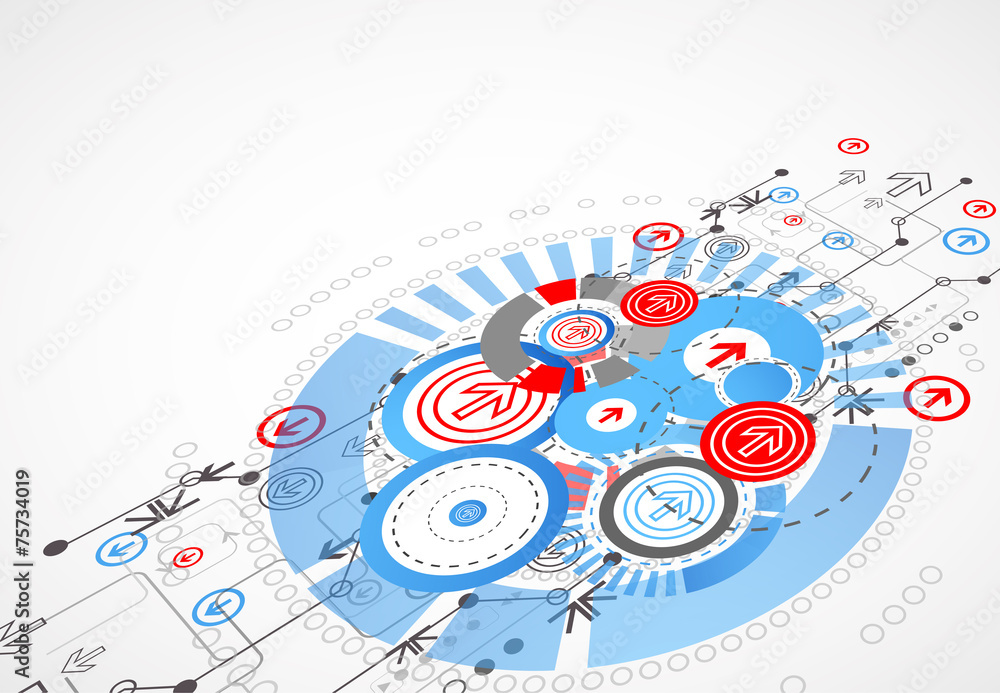 Abstract technological background with circles and arrows Abstract technological background with circles and arrows
