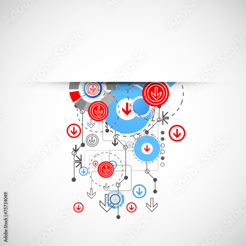 Abstract technological background with circles and arrows