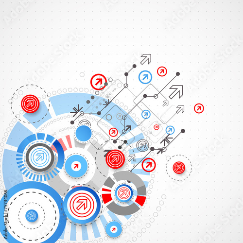 Abstract technological background with circles and arrows