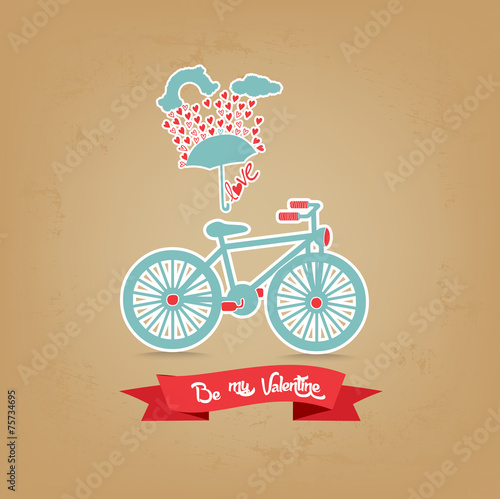 be my valentine romantic with umbrella and bicycle