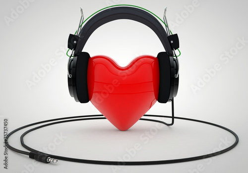 Red Love Heart with Headphones photo