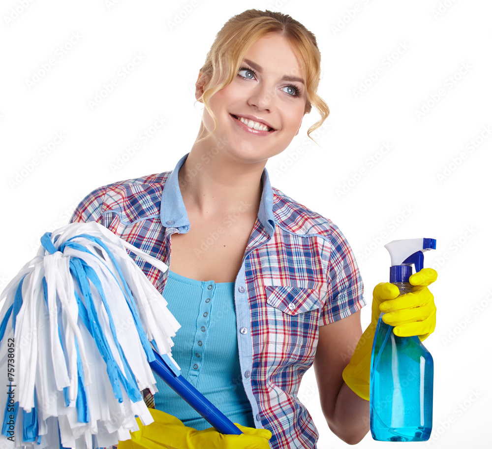 housewife cleaner. Isolated over white background housewife cleaner. Isolated over white background