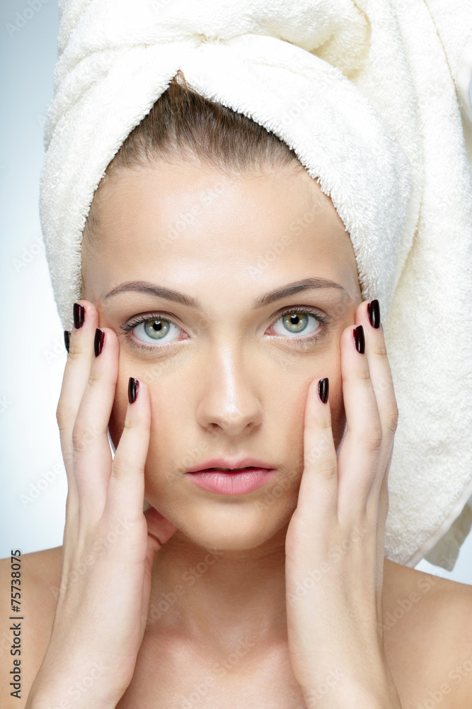 Closeup portrait of attractive girl young after bath Closeup portrait of attractive girl young after bath