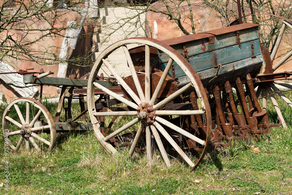 Old seeder. Agricultural machinery