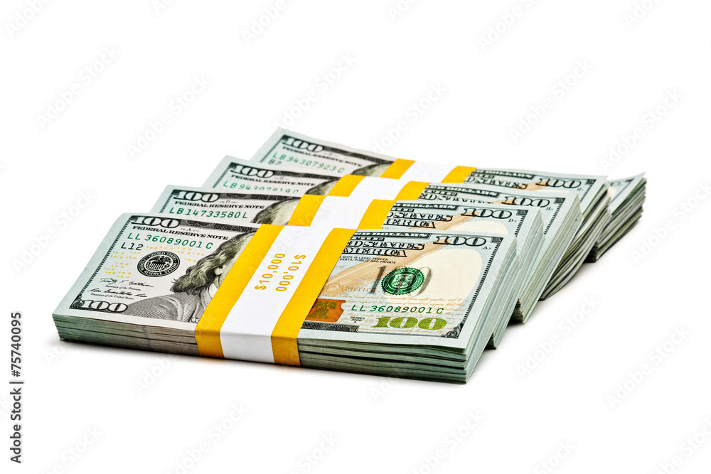 Bundles of 100 US dollars 2013 banknotes bills Bundles of 100 US dollars 2013 banknotes bills