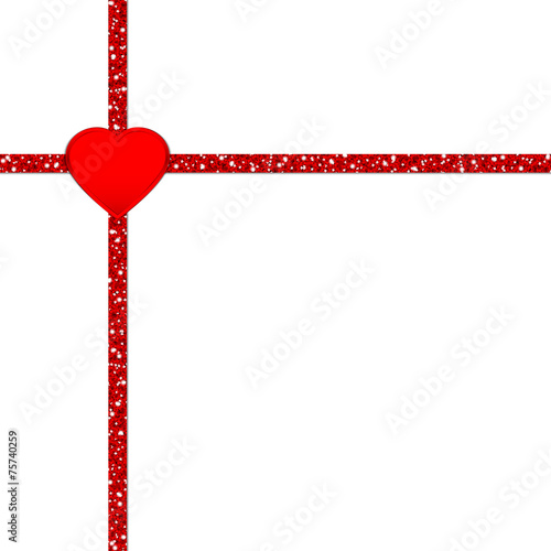 Glitter Ribbon Cross Corner Red Heart