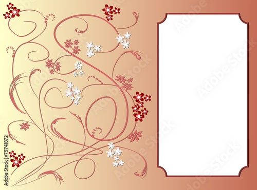 Invitation card template with art deco floral patterns