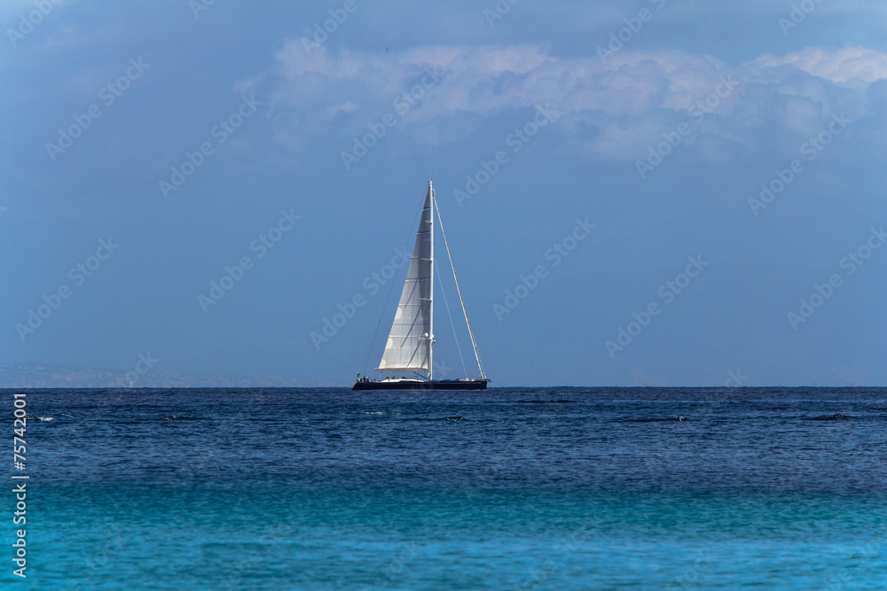 A lonely sail in the sea