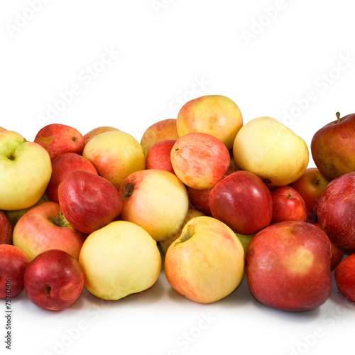 many apples on a white background