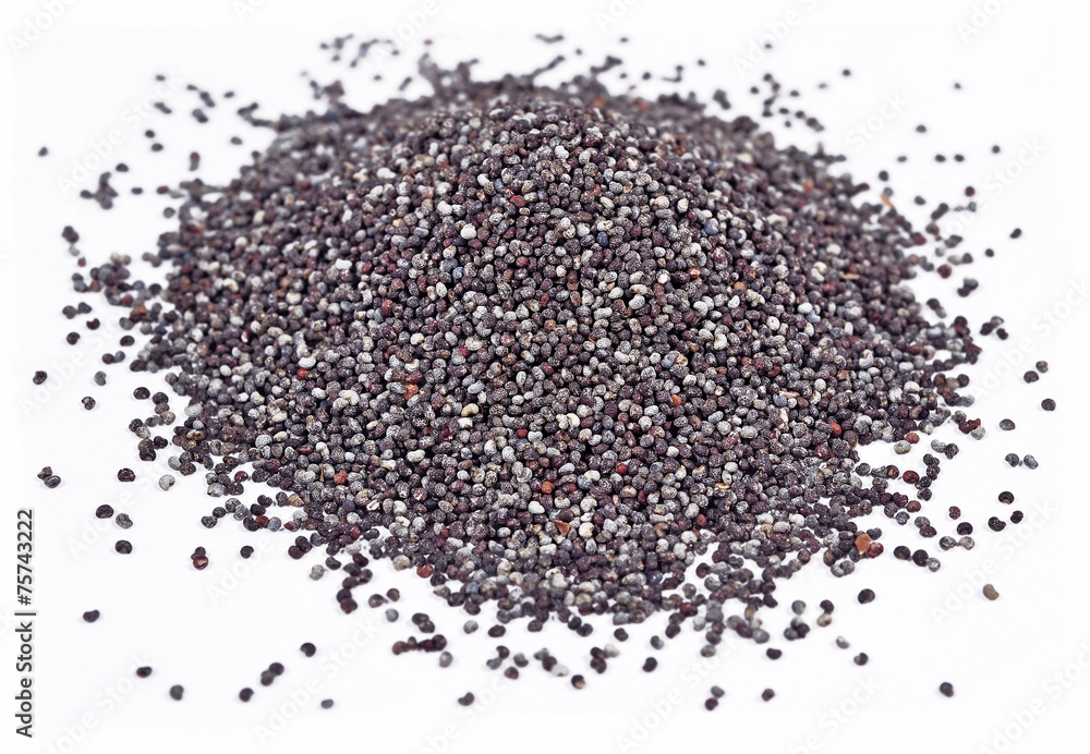 Heap of poppy seeds on a white Heap of poppy seeds on a white