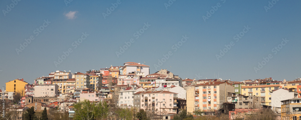 Colorful houses on a hillside in Istanbul, Turkey