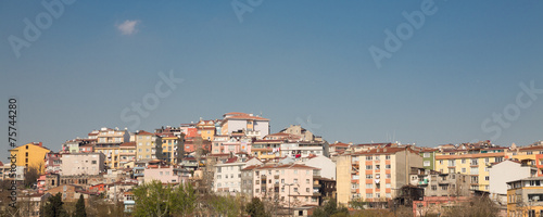 Colorful houses on a hillside in Istanbul, Turkey