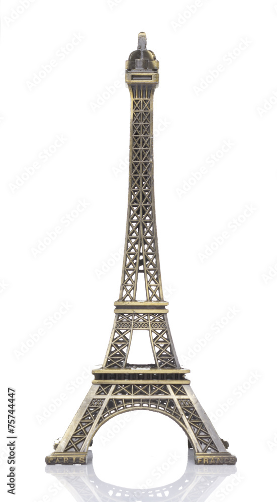 Eiffel Tower survenir model in White background