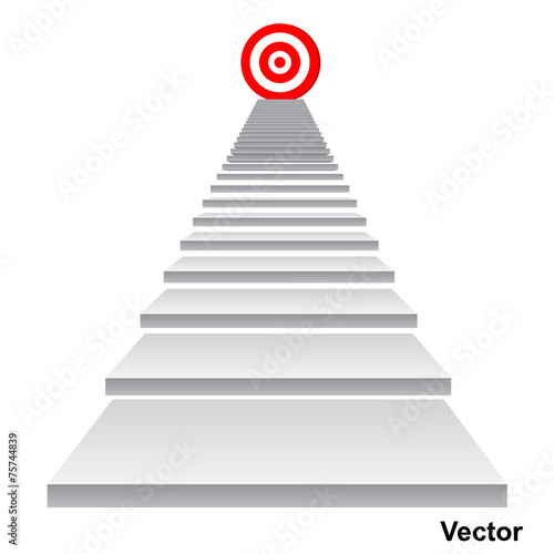 Vector conceptual red target on stair for success