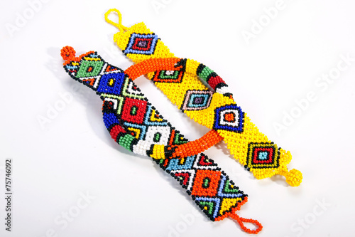 Three Pieces of Brightly Colored Beaded Zulu Jewelry