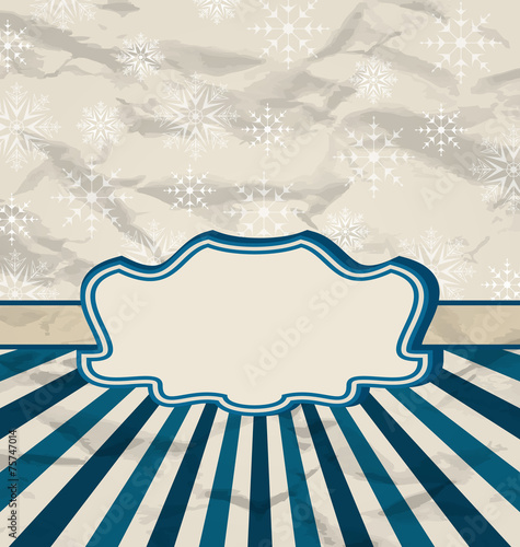 Retro vintage celebration card with snowflakes