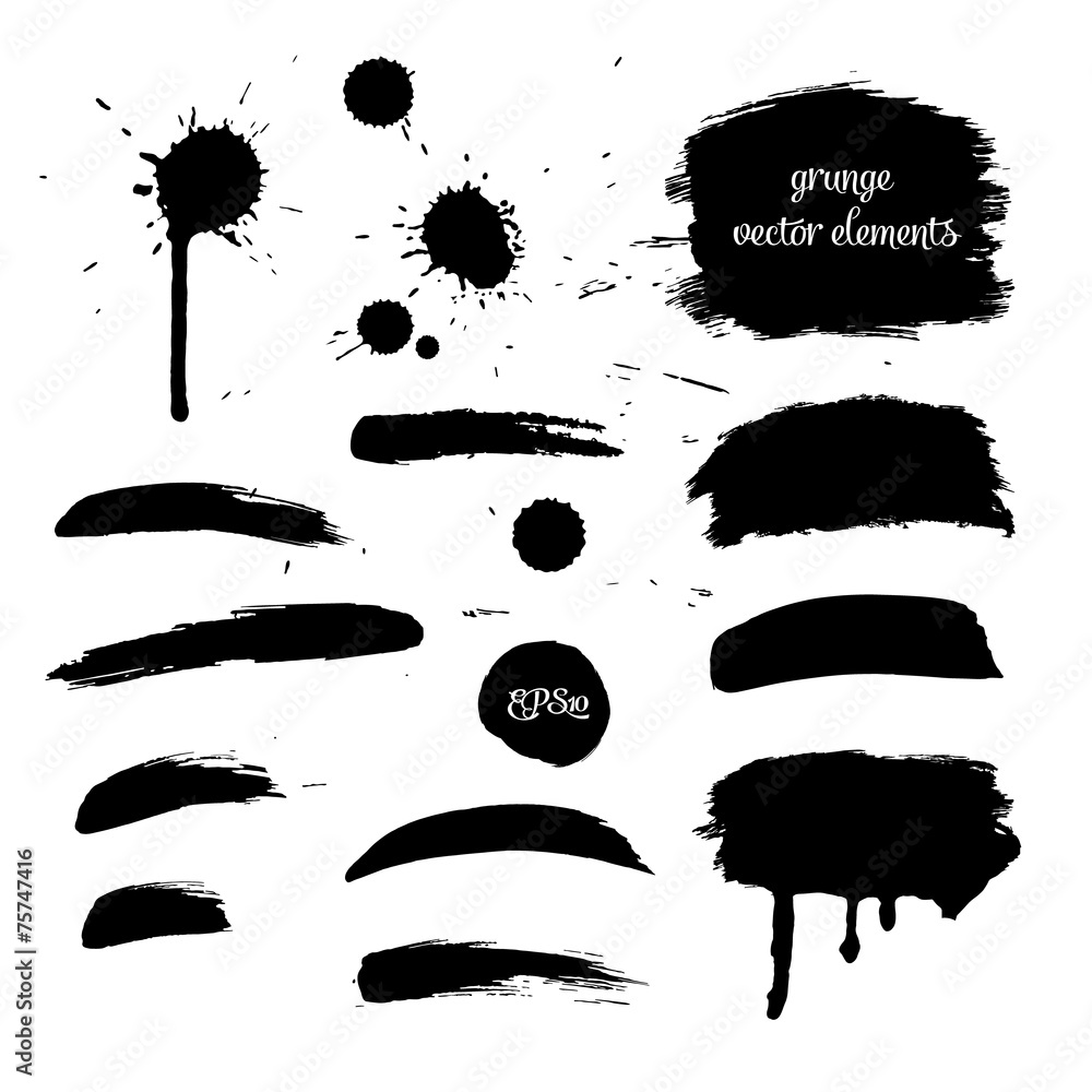 Fotografie Collection black grunge watercolor element