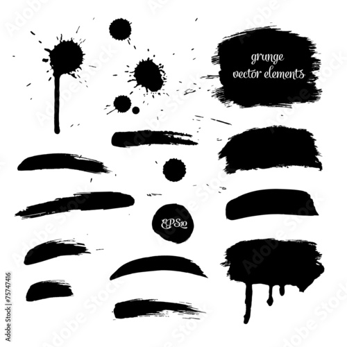 Collection black grunge watercolor element