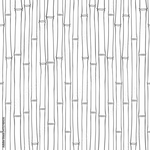 Carta da parati bambù - Carta da parati Seamless  bamboo pattern.  Black and white vector illustration.