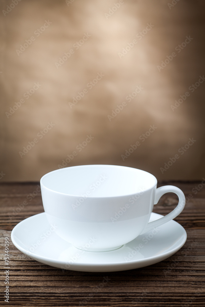 Empty coffee cup on old wood Empty coffee cup on old wood