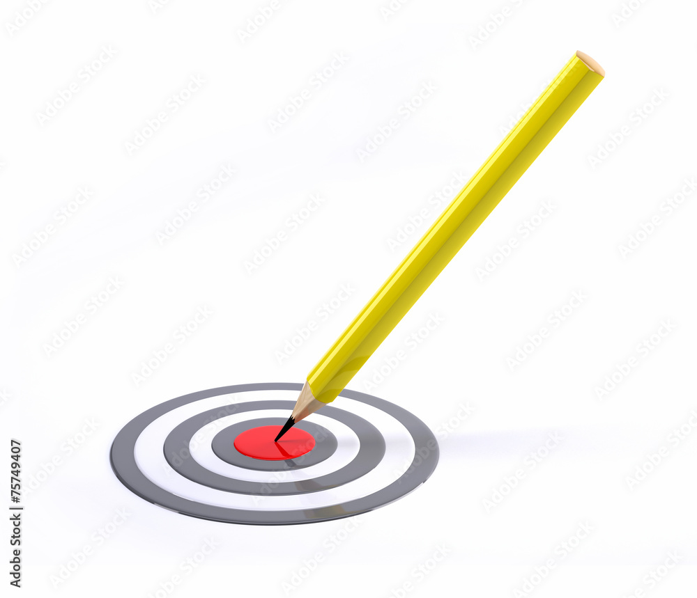 Pencil pointed to center of target Pencil pointed to center of target
