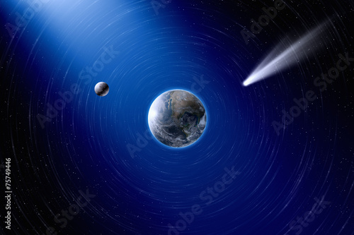 Fototapeta Naklejka Na Ścianę i Meble -  Earth, moon and comet