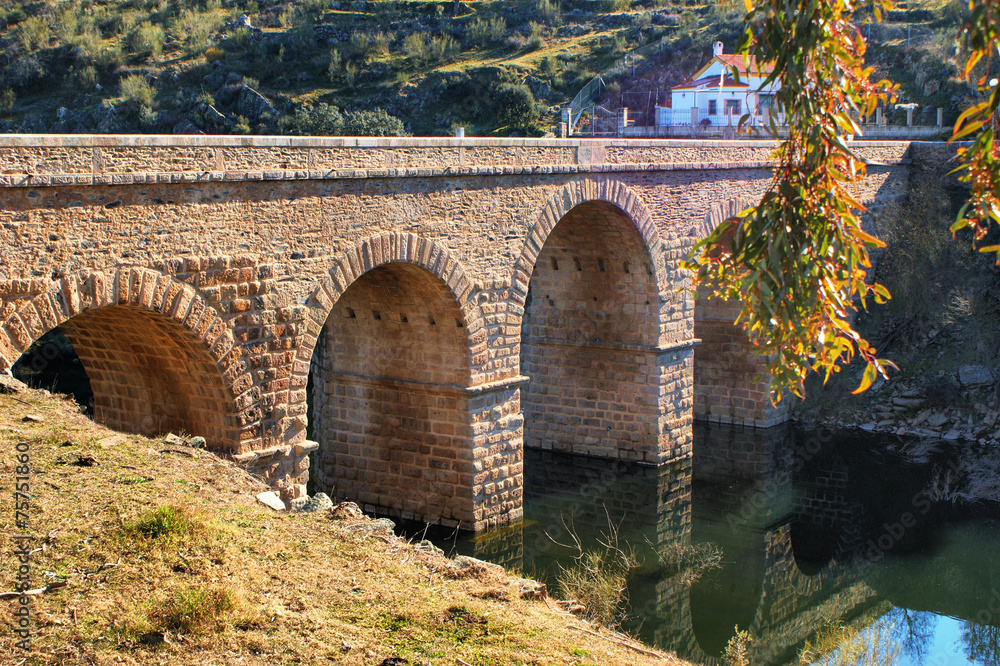 Roman bridge over river Erges in Portugal