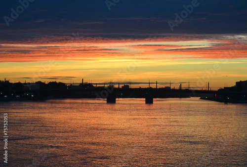 Neva river at sunset