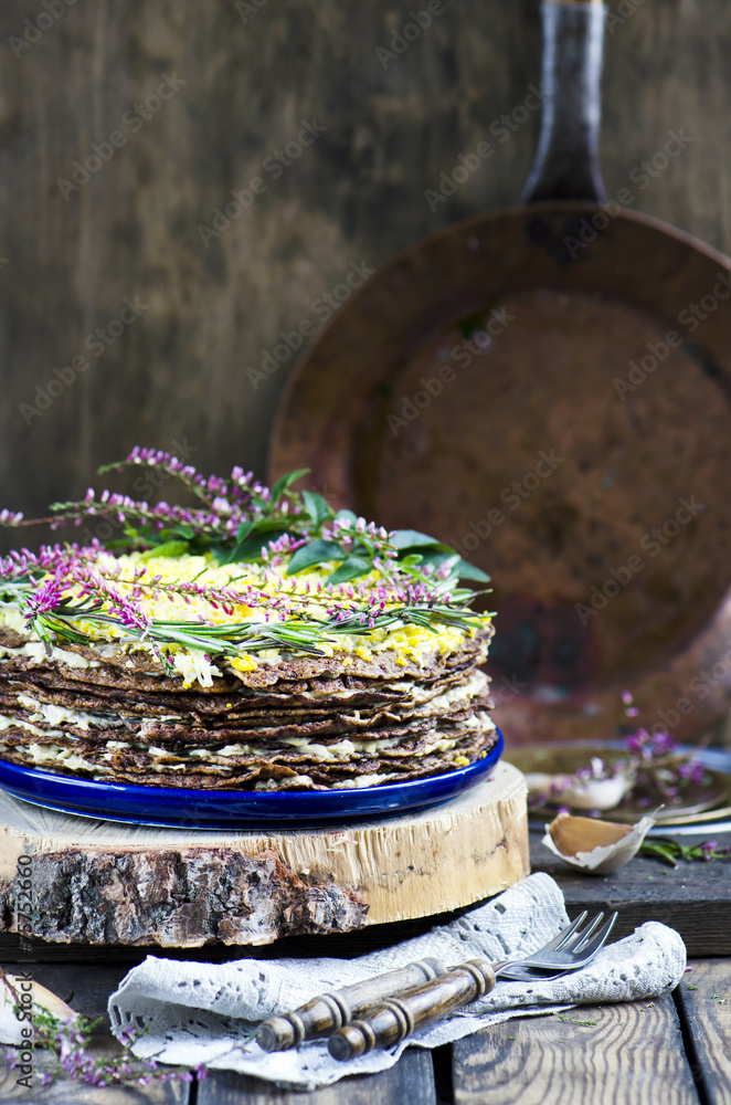 Liver cake with garlic Liver cake with garlic