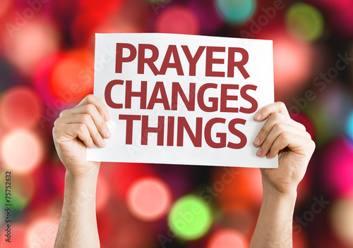 Prayer Changes Things card with colorful background