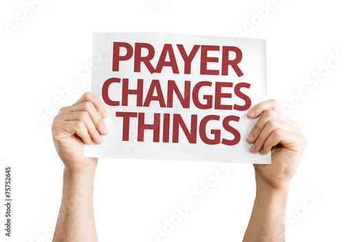 Prayer Changes Things card isolated on white background